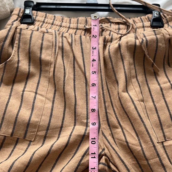 ROOLEE  tan/ navy blue striped cropped joggers - Picture 7 of 8